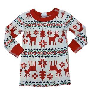 NEW HANNA ANDERSSON  100% ORGANIC COTTON REINDEER  PAJAMA Top 75 US 12M-18M